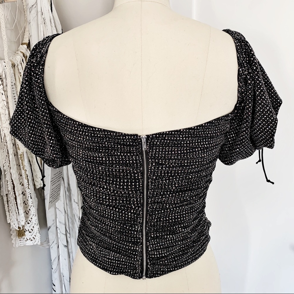 For Love & Lemon Ava Glitter Crop Top in Metallic - Picture 4 of 8